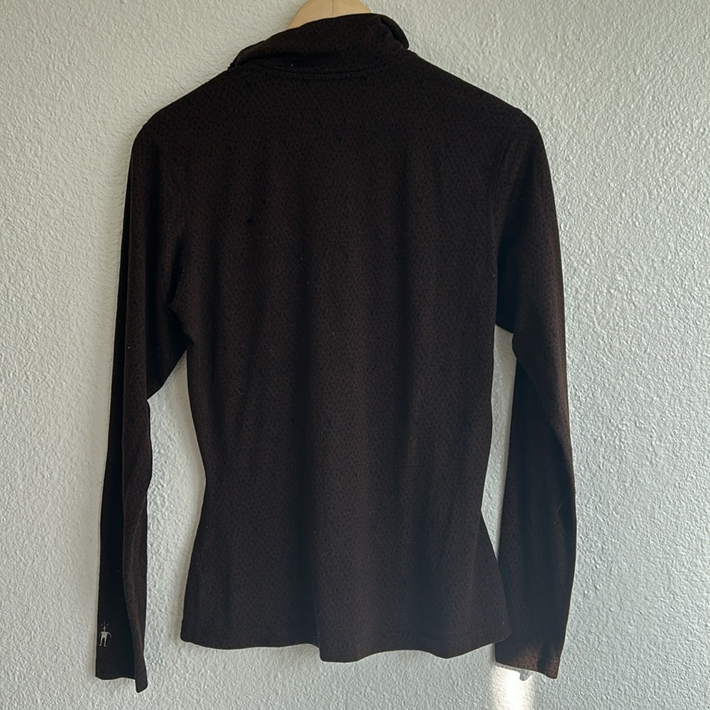 Smartwool Quarter Zip Brown Wool Sweater - Picture 9 of 11
